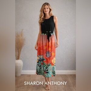 VTG Sharon Anthony Hand Painted Floral Dress Art/to-Wear Resort Cruise, Size 8